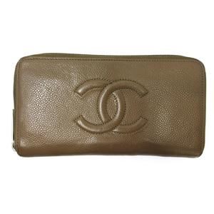 Auth Chanel Caviar Skin Zip Around Long #62959C21B